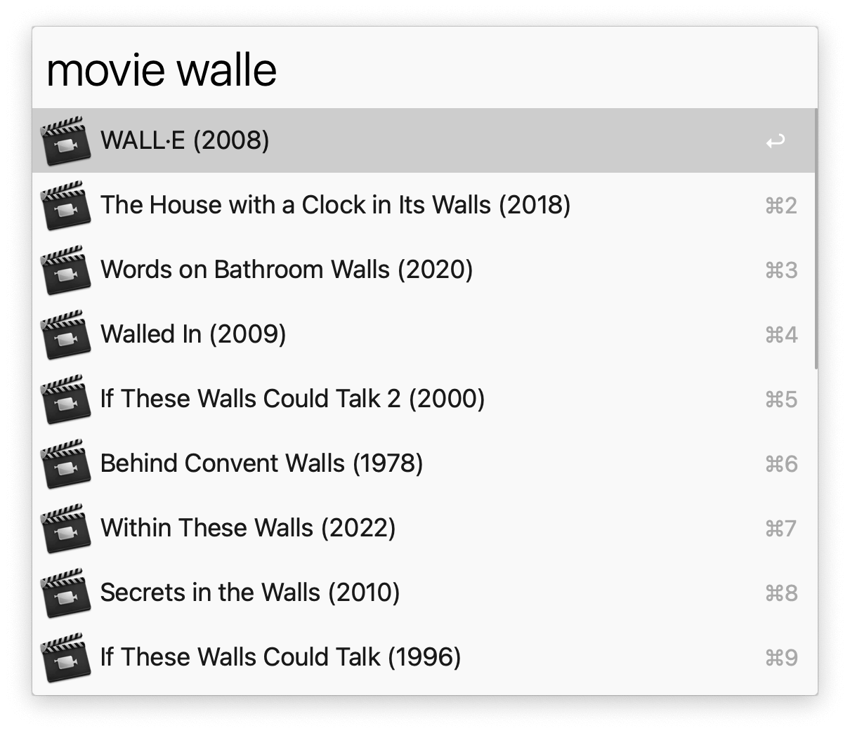 Alfred search for movie walle