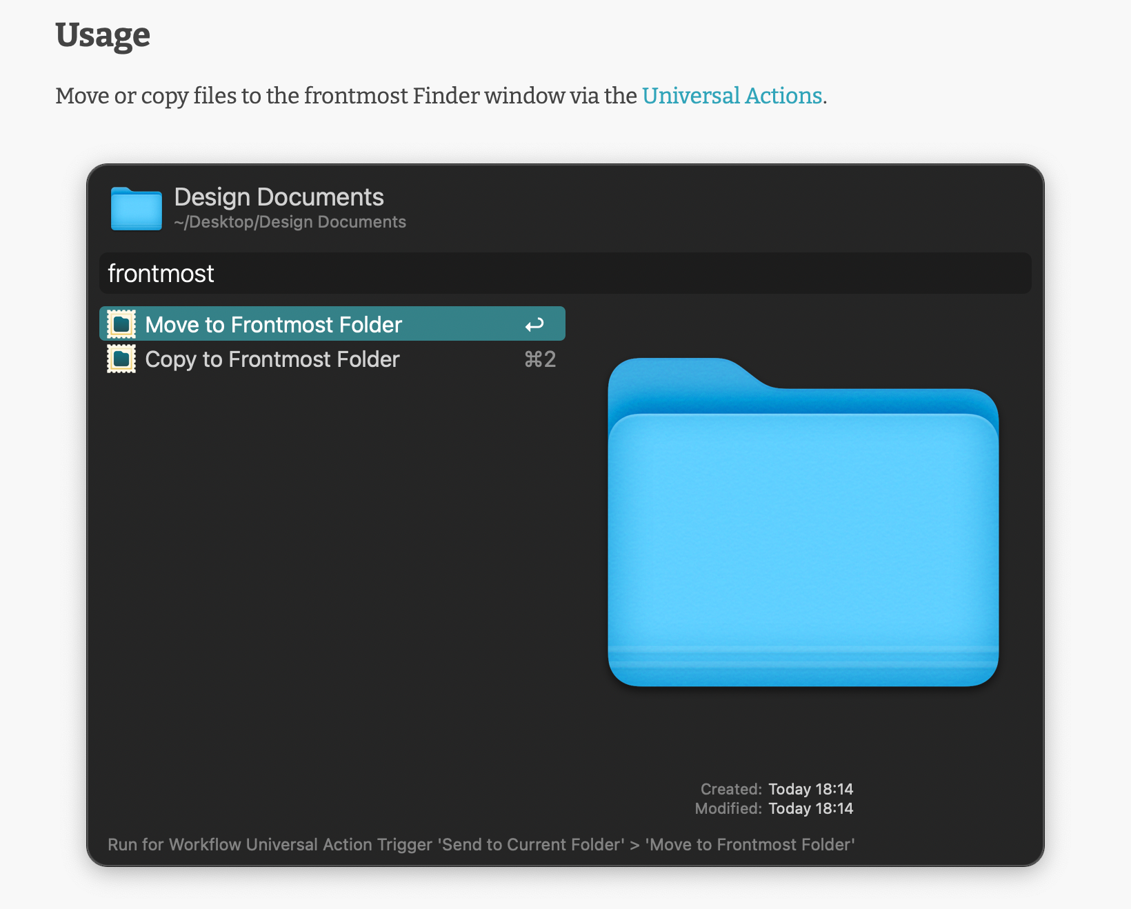 Send to Current Folder screenshot example