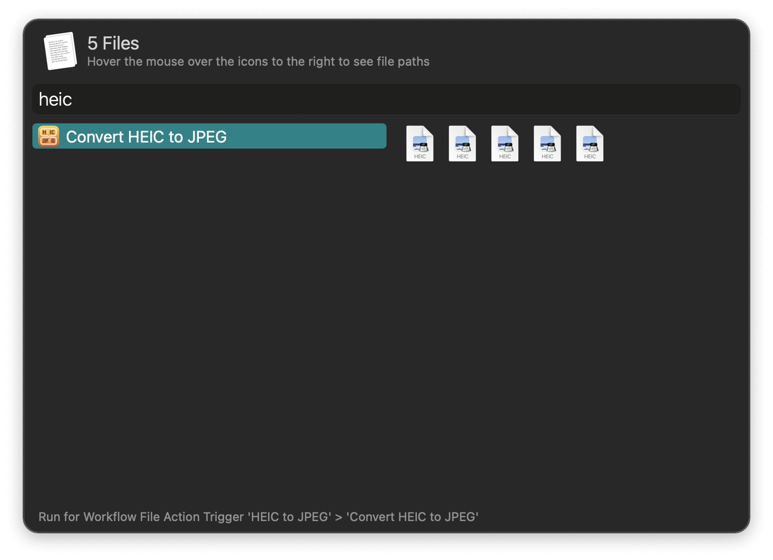 Universal Action for converting HEIC