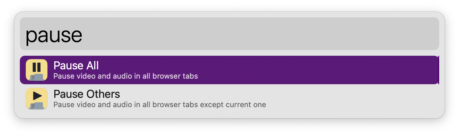 Alfred search for pause