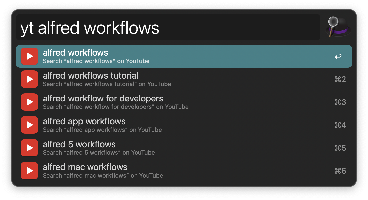 YouTube in-line results