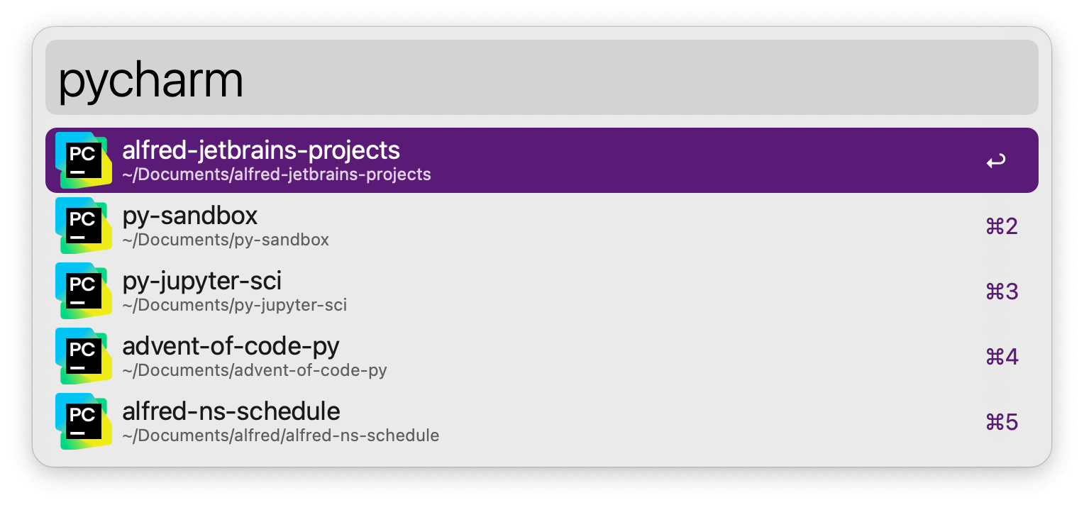 Searching PyCharm projects