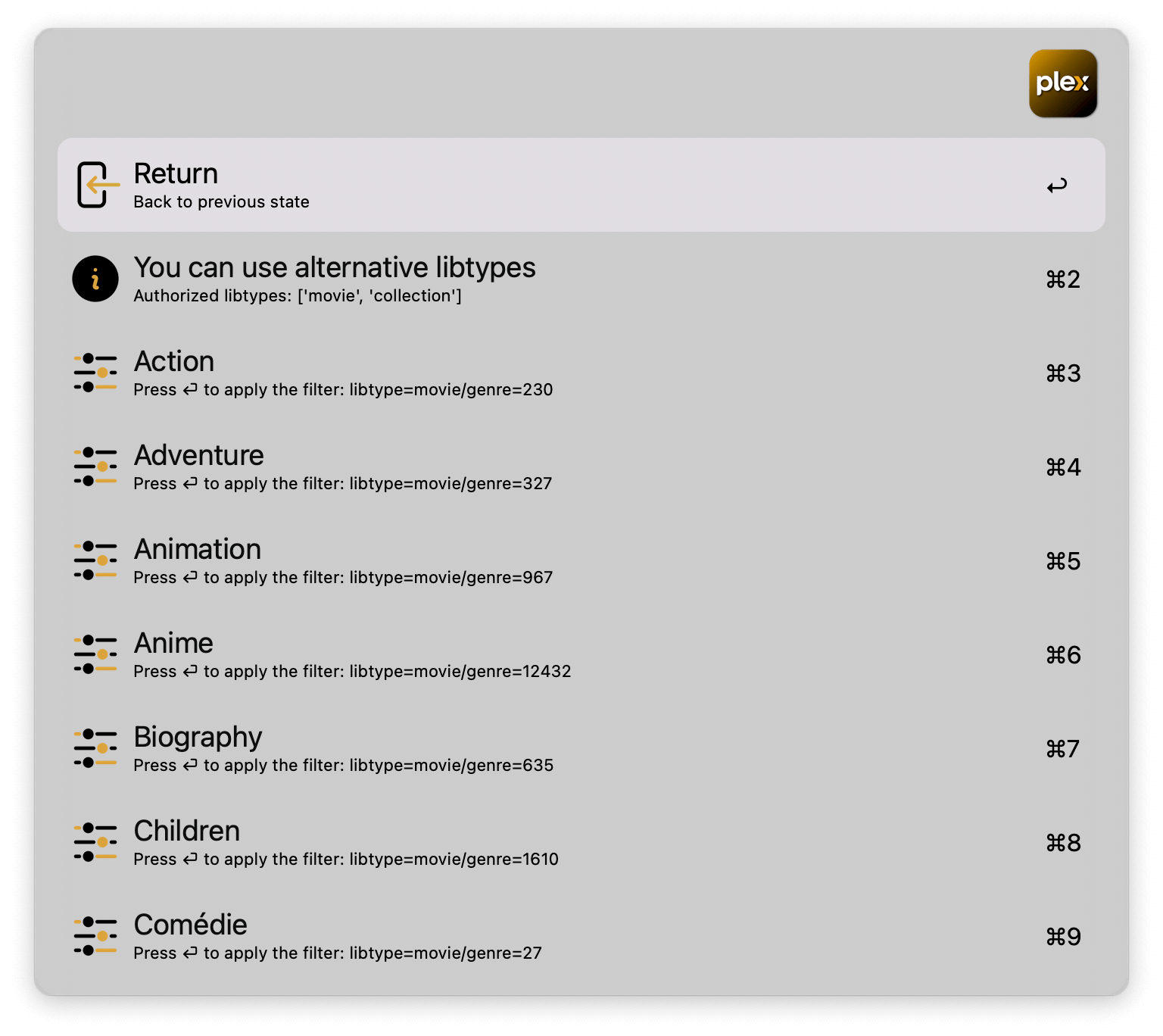 Showing preset filtering