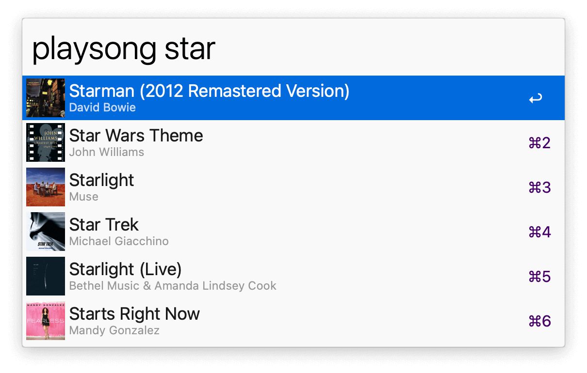 Alfred search for playsong star