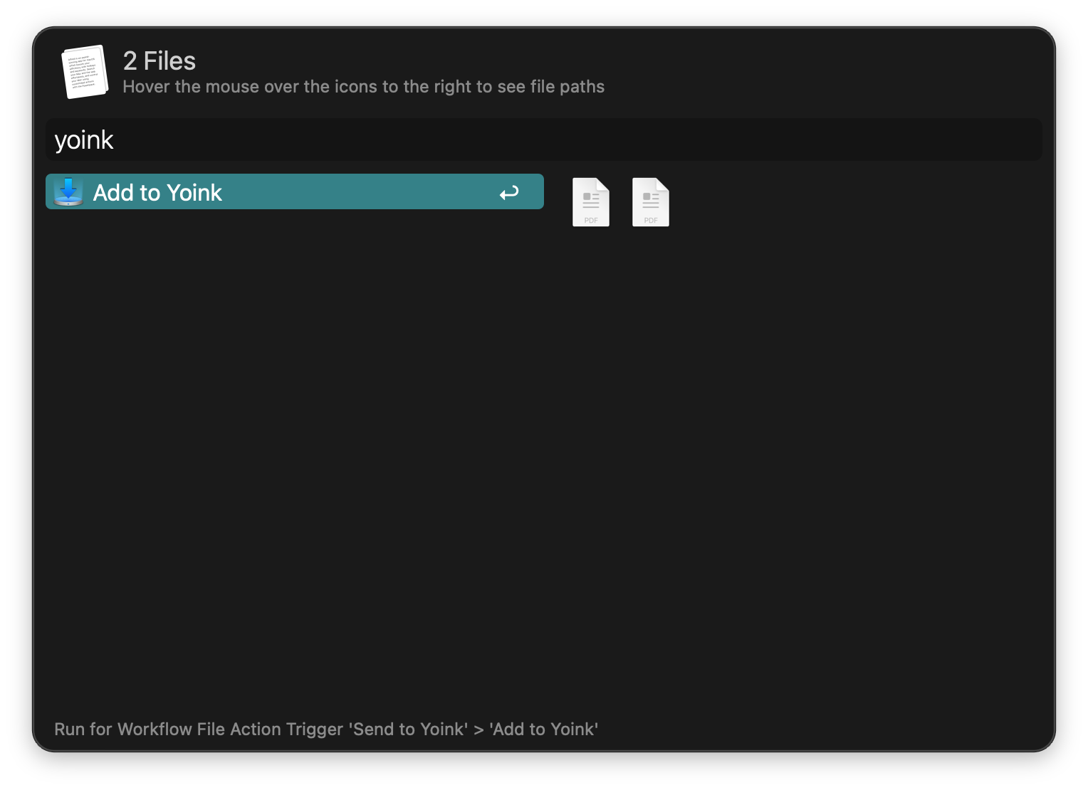 Sending files to Yoink