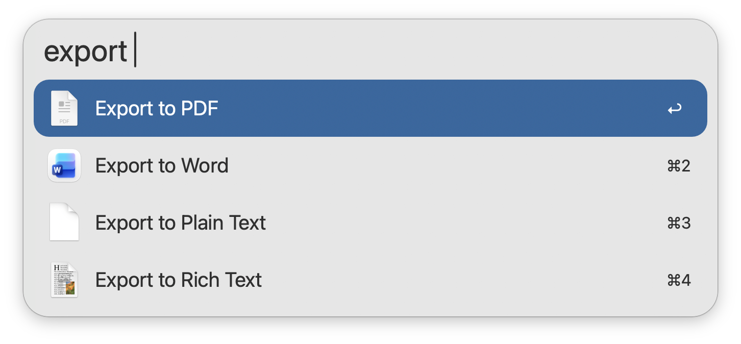 Using the "export" keyword on a Pages document