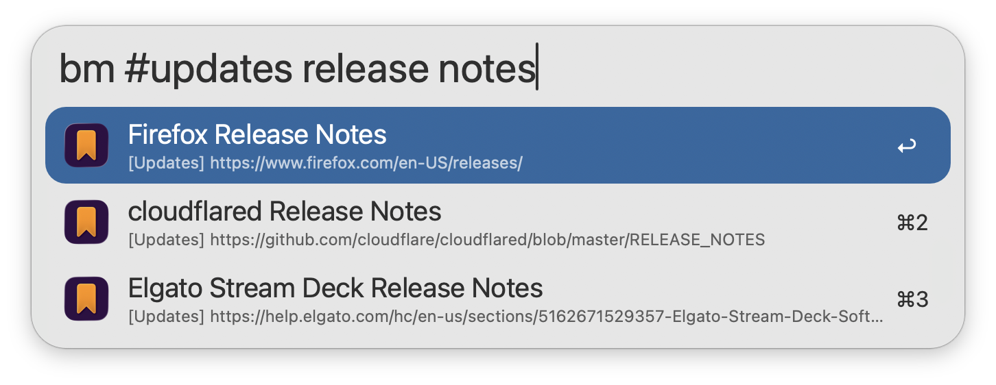 Narrowing search for Firefox bookmarks
