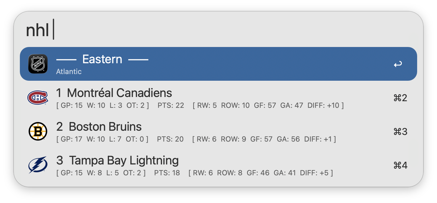 Using the nhl keyword