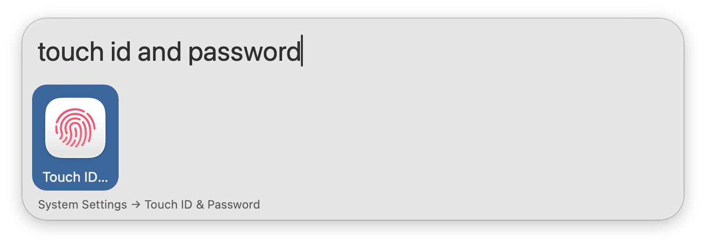 Searching for settings panes