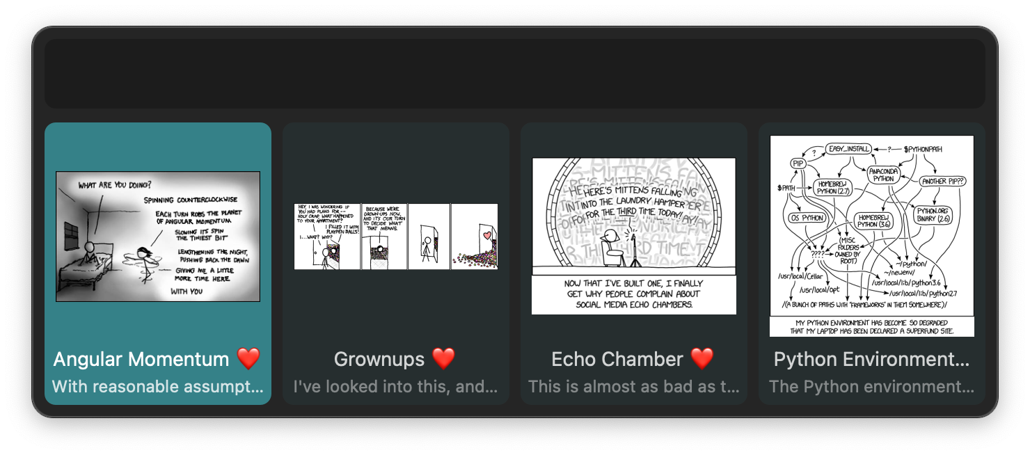 Showing grid of comics