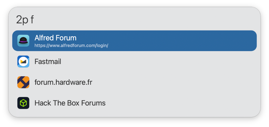 Logins URLs in Alfred