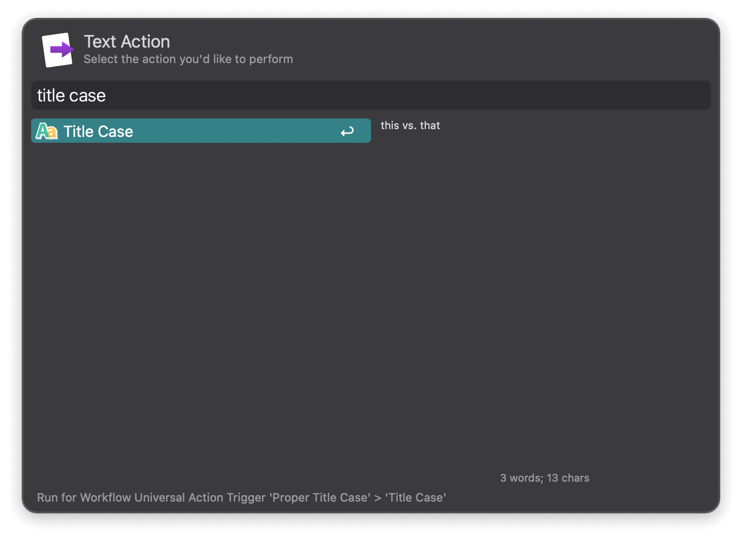 Convert to title case with Universal Action