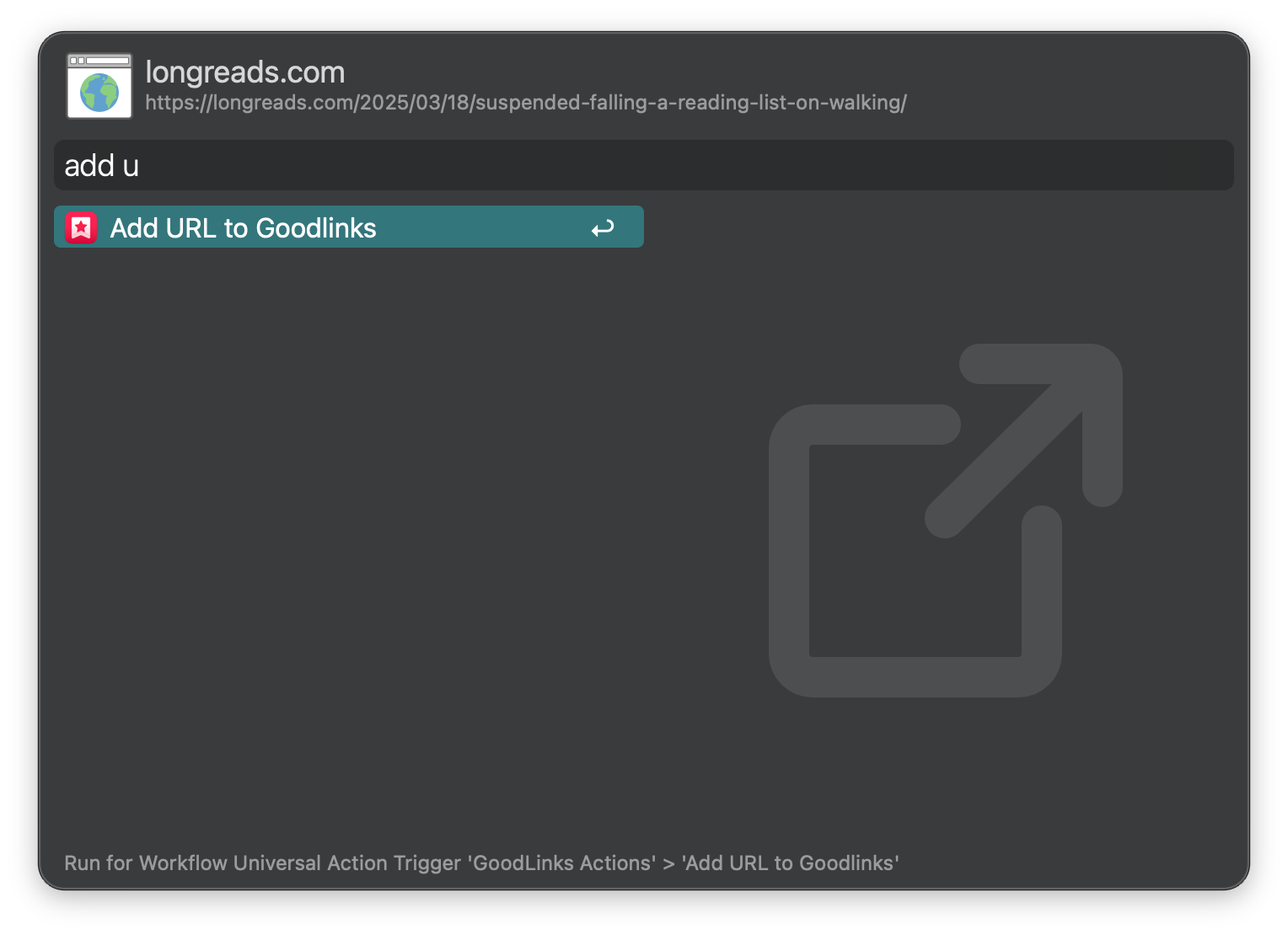 url add universal action