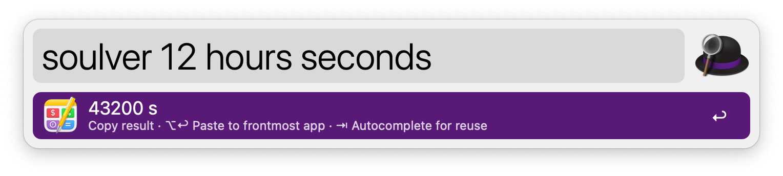 Alfred search for u 12 hours seconds