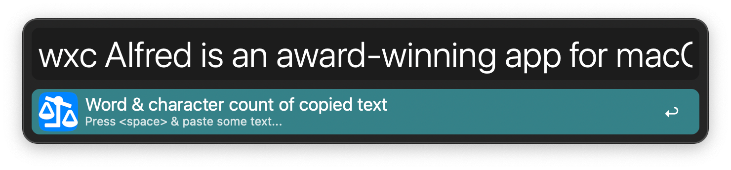 Keyword to count words