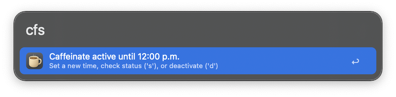 Instant status from cfs keyword