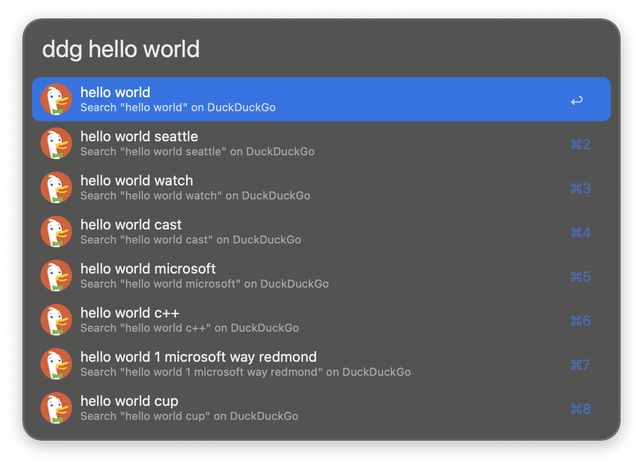 DuckDuckGo in-line results