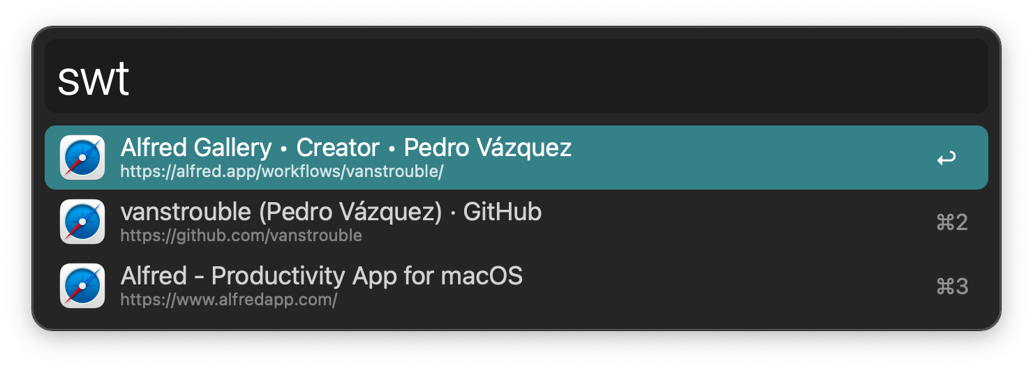 Showing open tabs