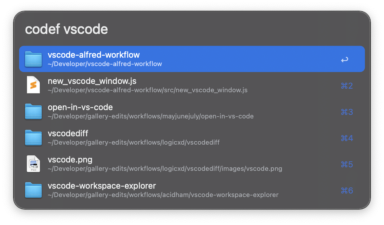 Search any file or folder to open in VS Code