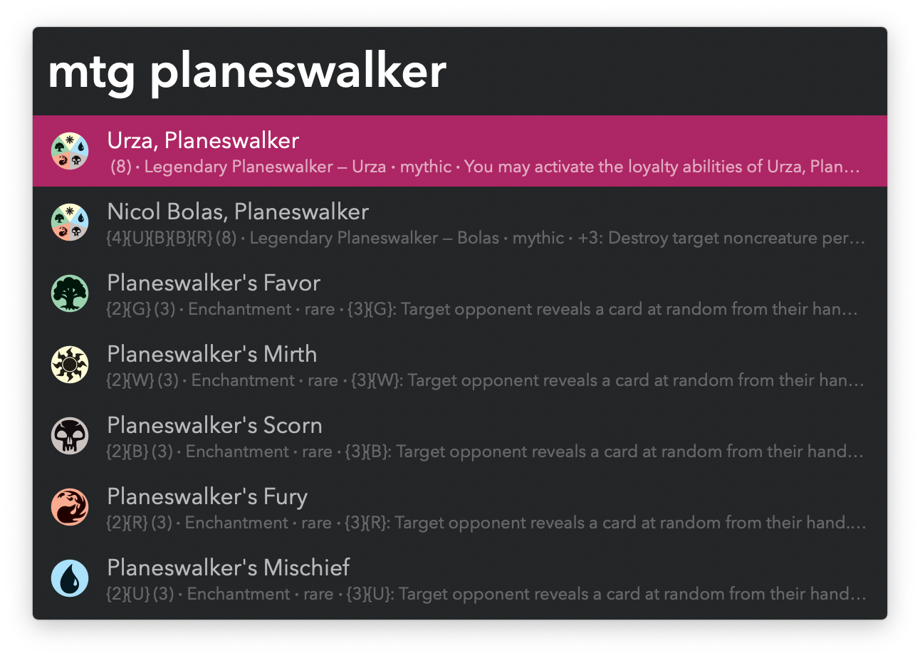 Alfred Gallery Workflows MTG Card Search