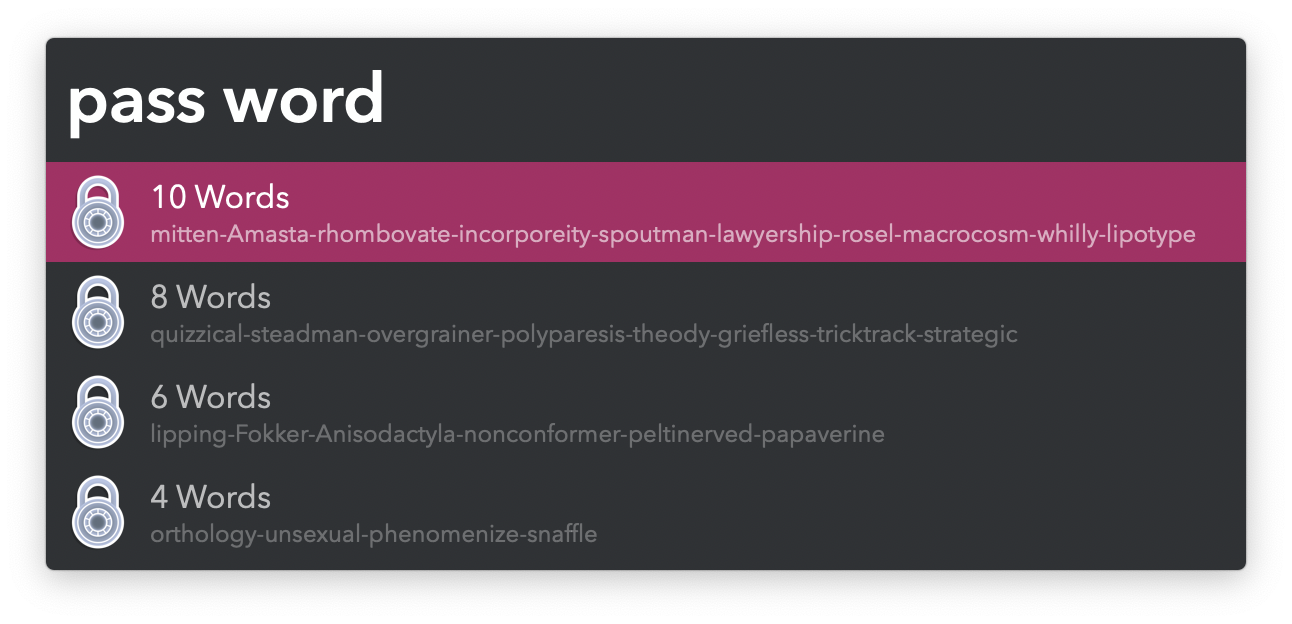 Generated word-based passwords