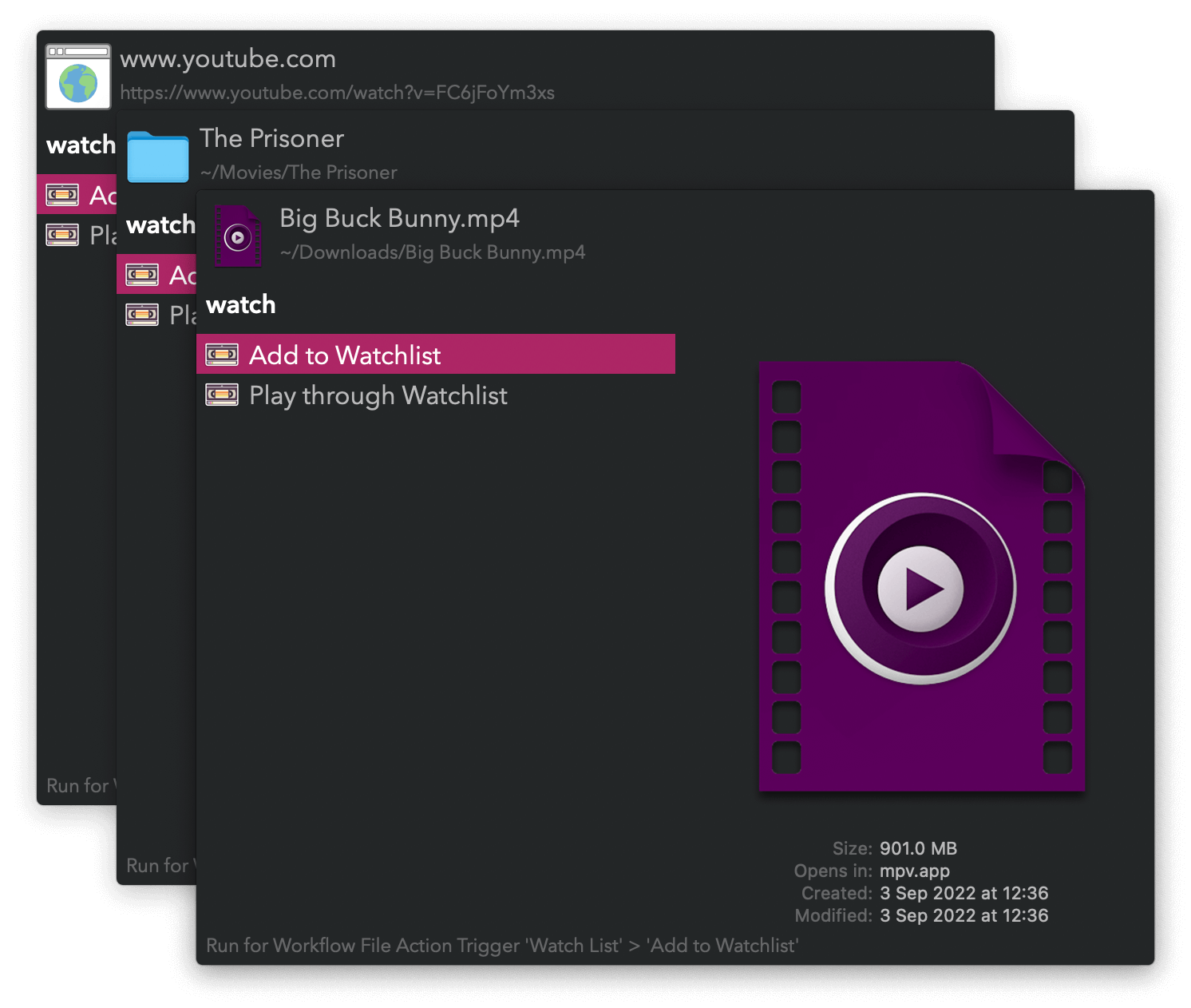 Universal action for adding to watchlist