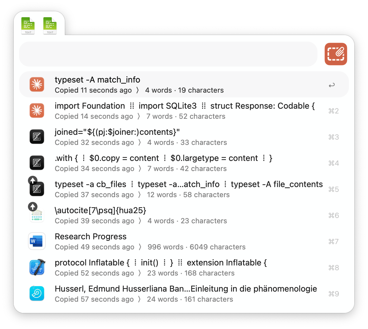 Integrated Clipboard History