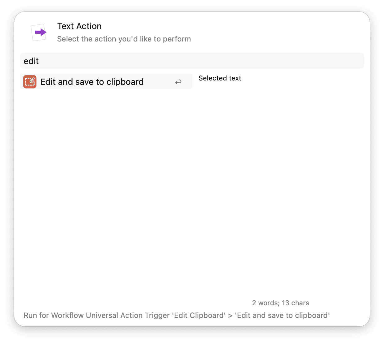 Universal Action to edit text
