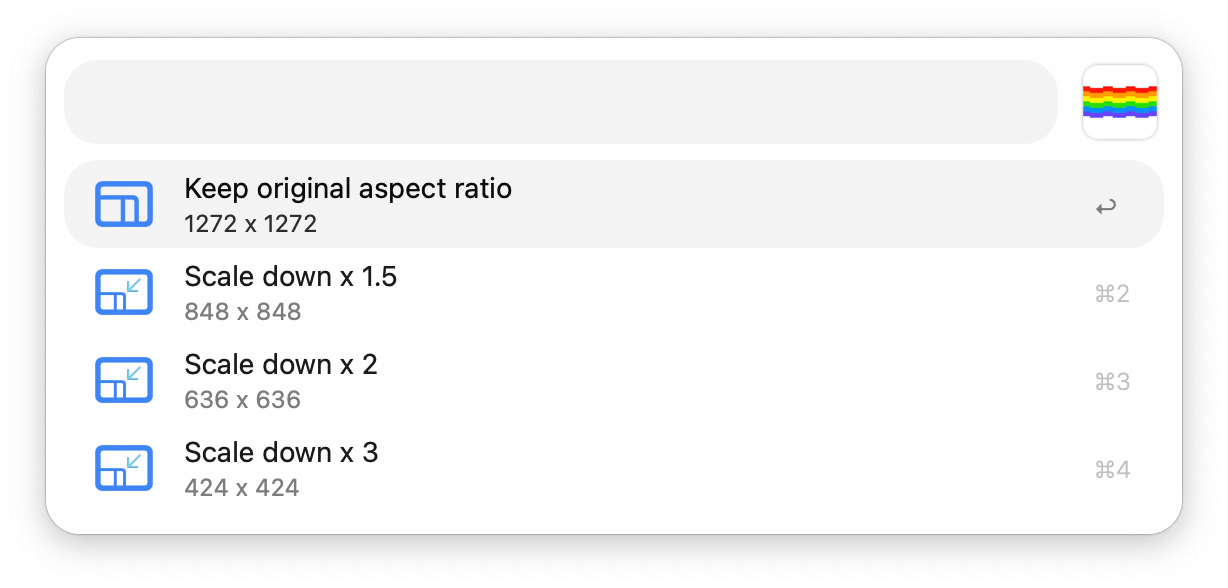 Selecting output size